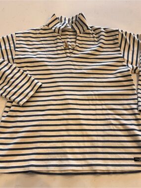 Nautical Cream & Navy Horizontal Stripe Rugby Pullover
